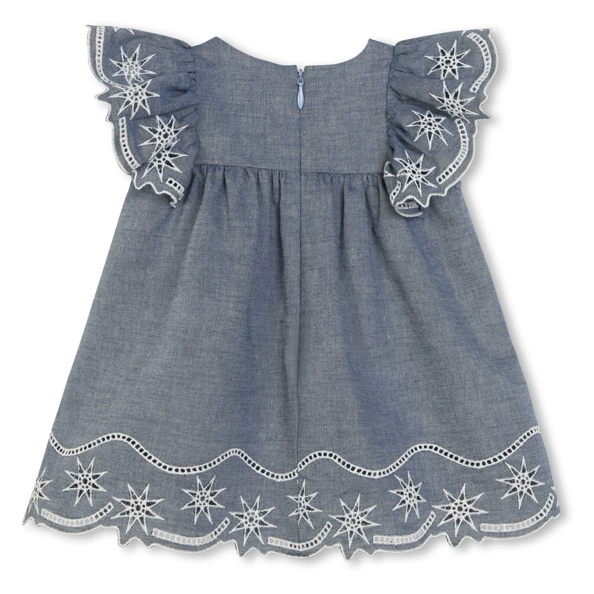 Blue Floral Embroidered Dress Set