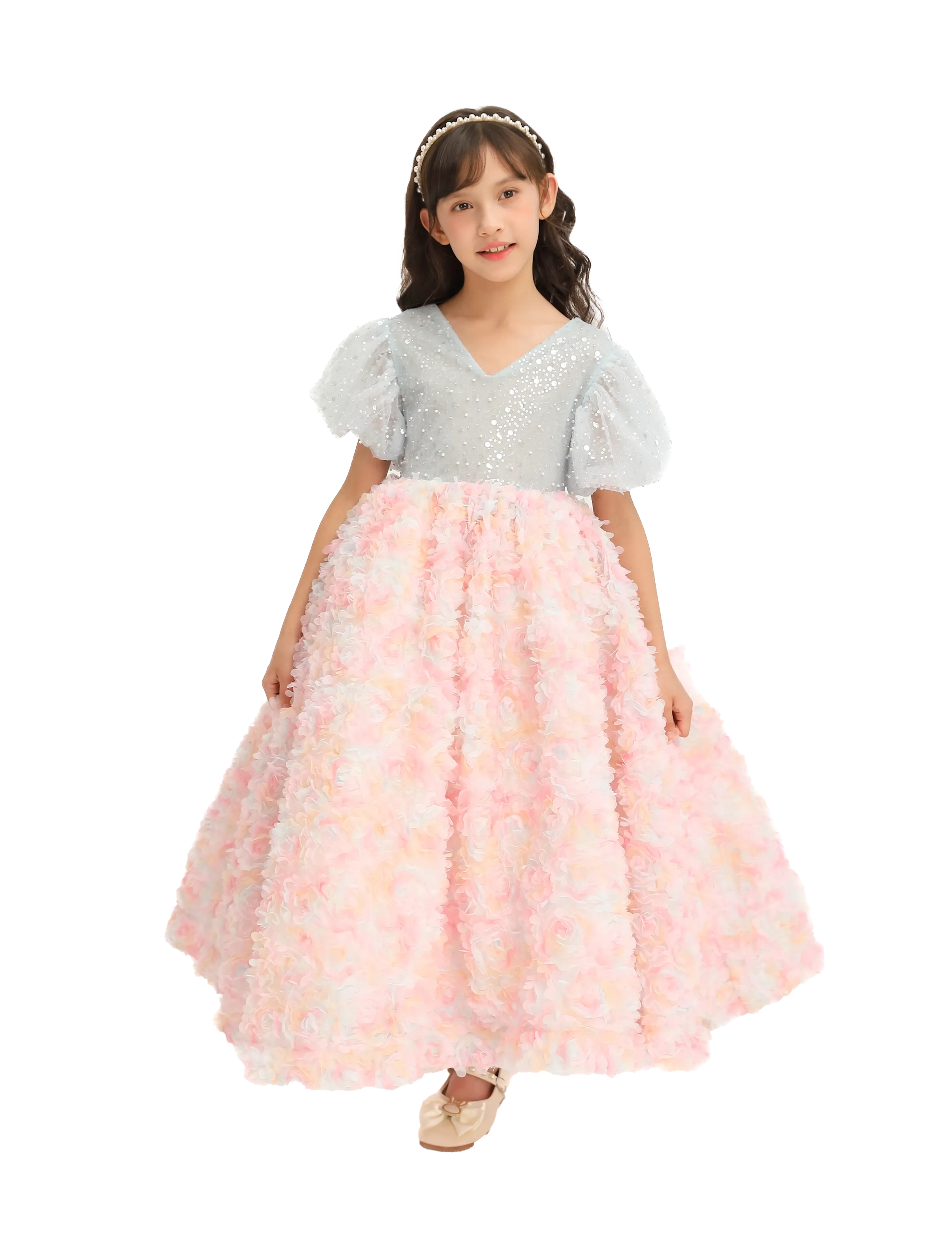 Blue Pastel Pink Floral Latona Dress