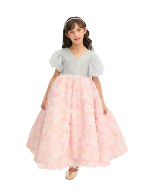 Blue Pastel Pink Floral Latona Dress