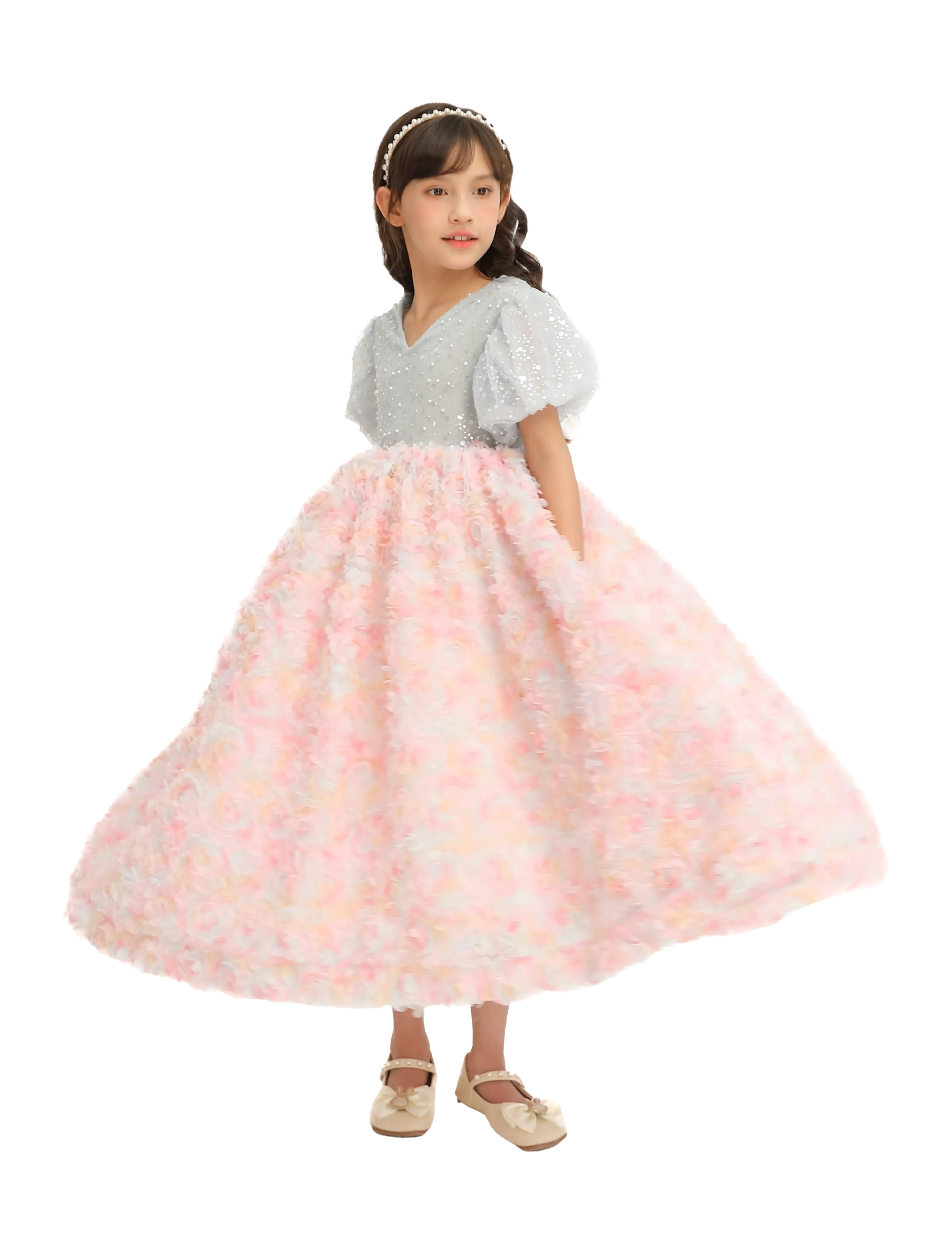 Blue Pastel Pink Floral Latona Dress