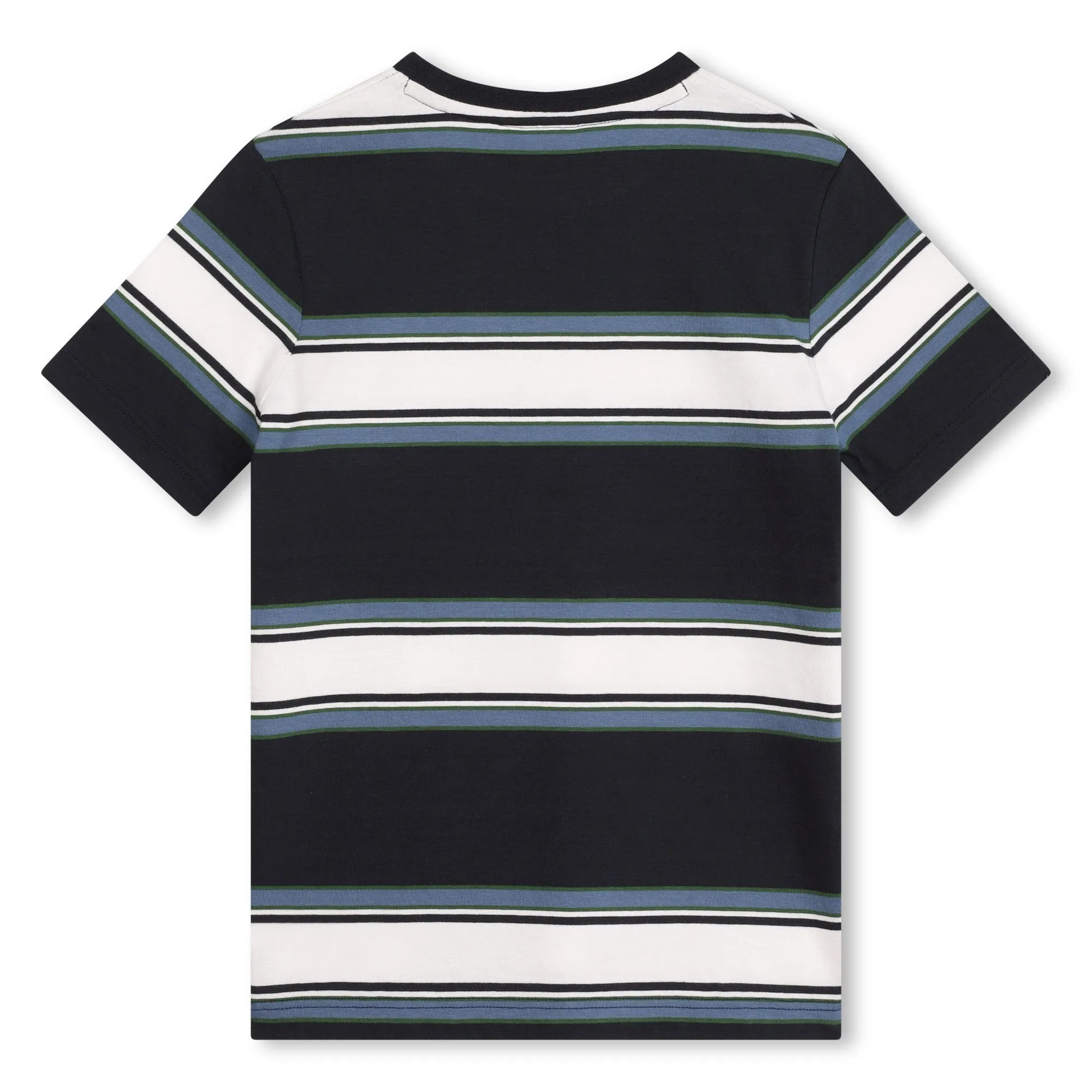 Blue Striped Logo Cotton T-Shirt
