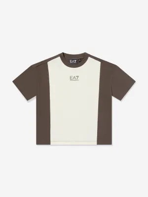 Boys Colourblock Logo T-Shirt in Ivory