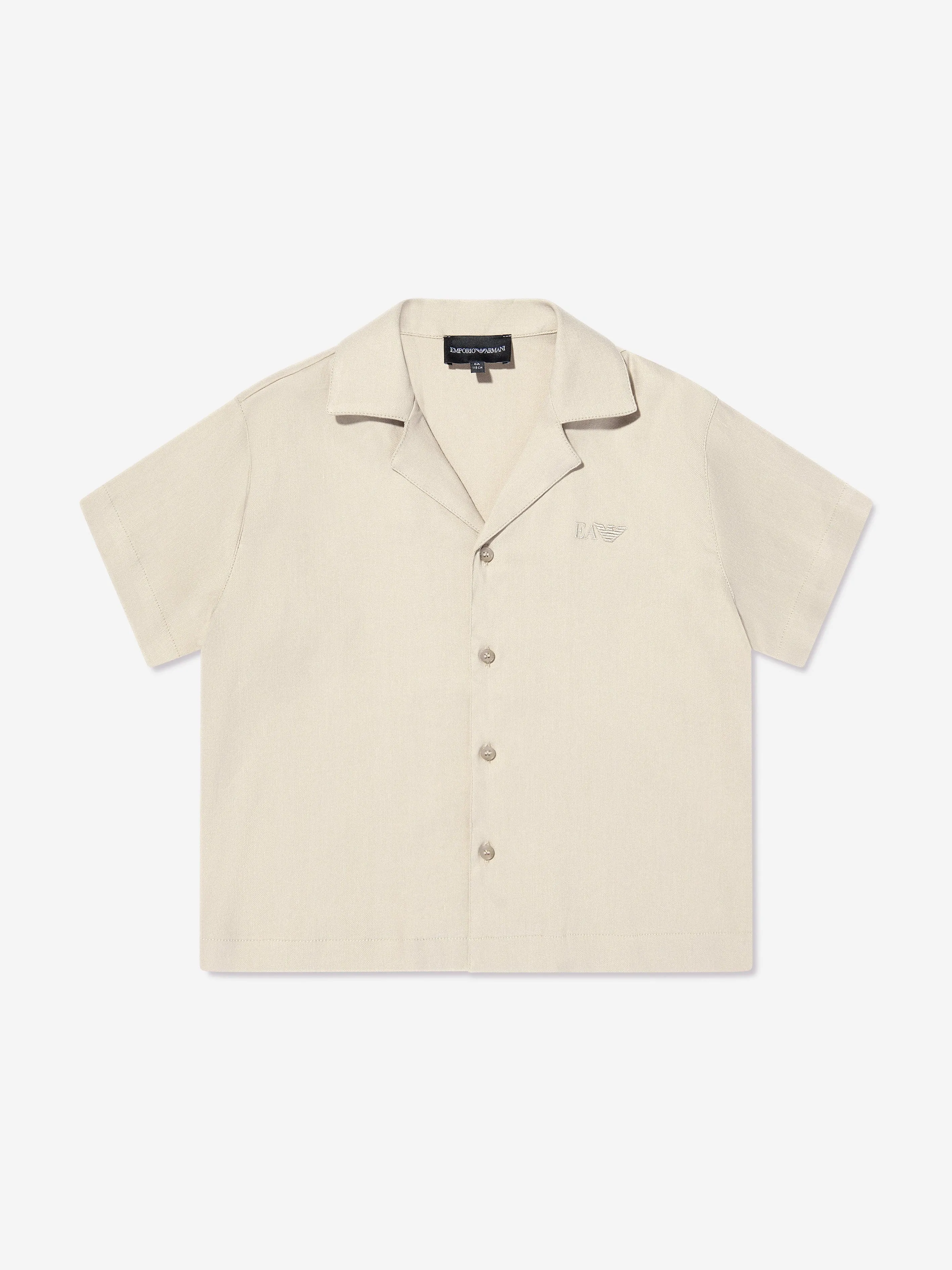 Boys Linen Shirt and Shorts Set in Beige