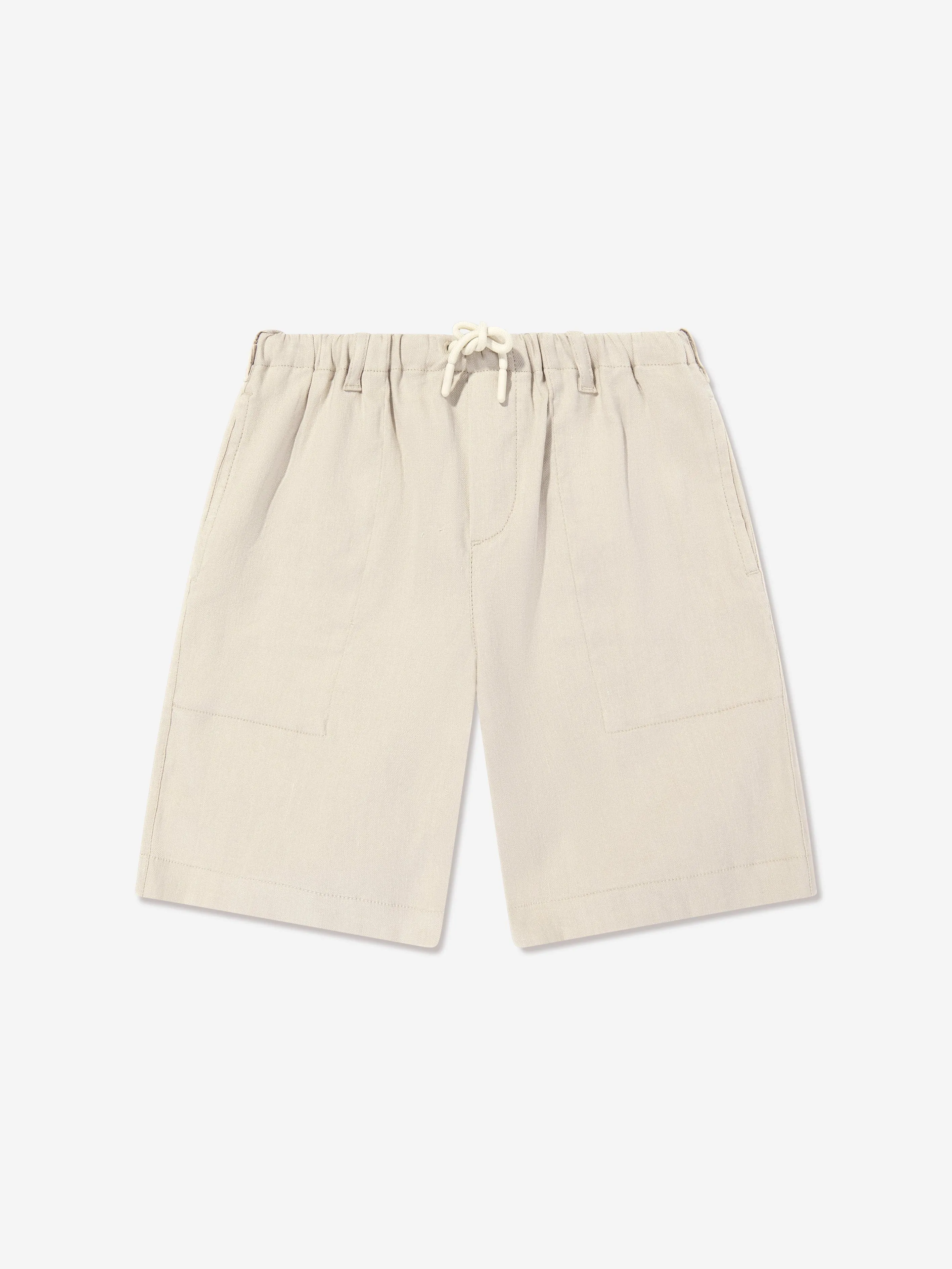 Boys Linen Shirt and Shorts Set in Beige