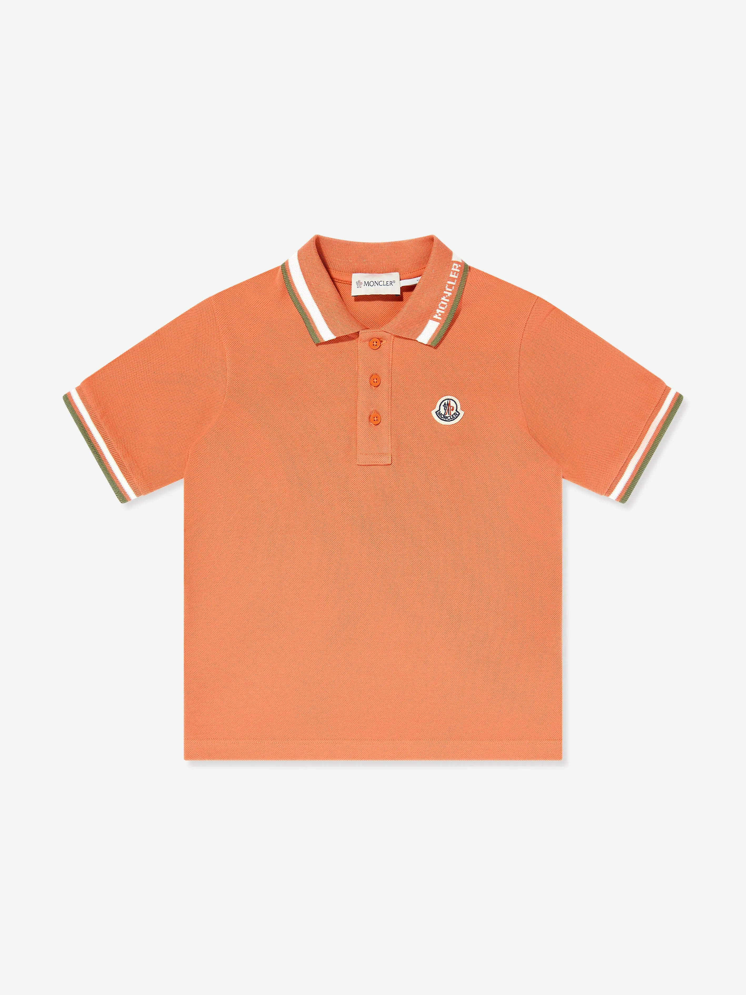 Boys Logo Polo Shirt in Orange