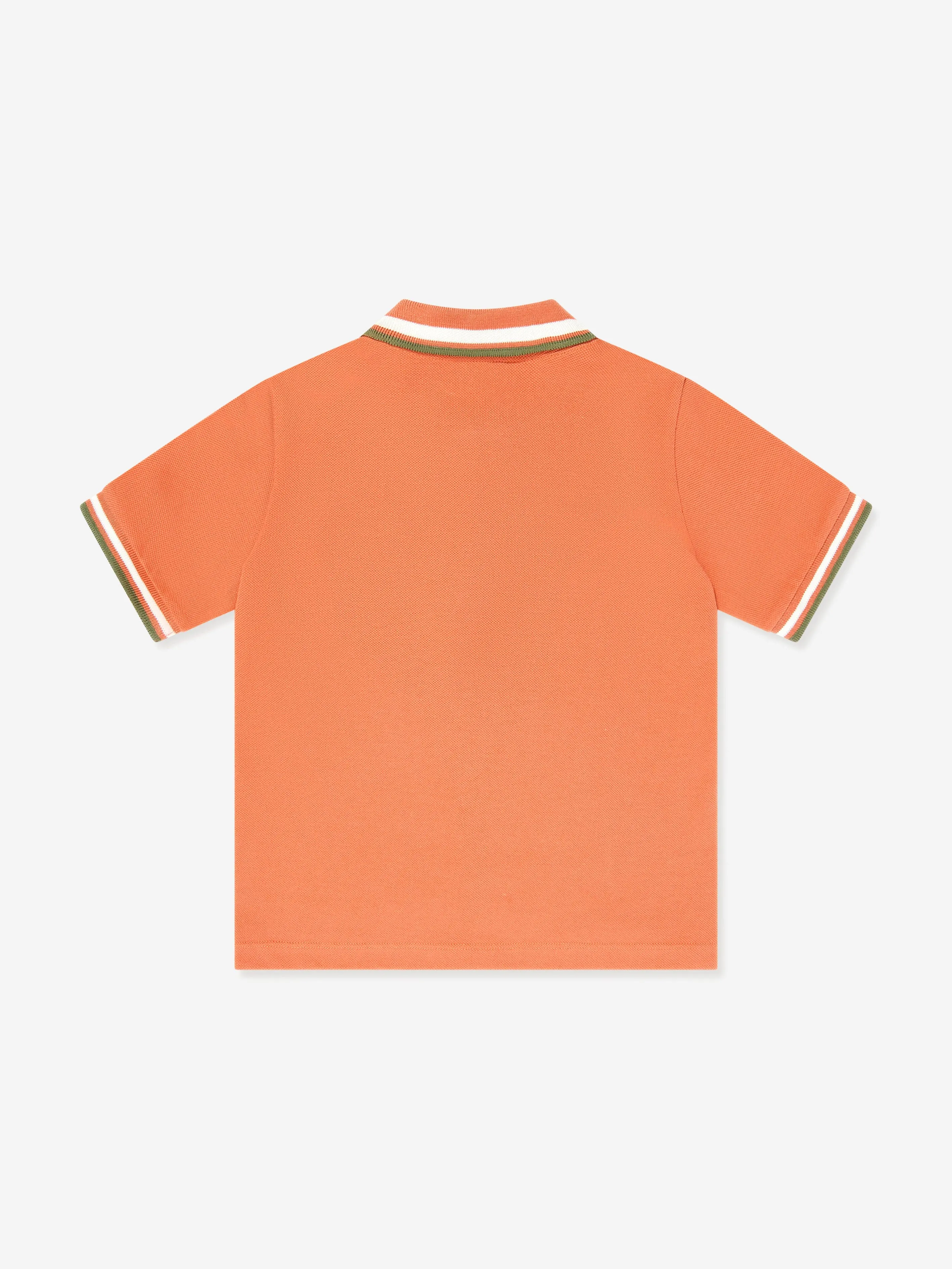 Boys Logo Polo Shirt in Orange