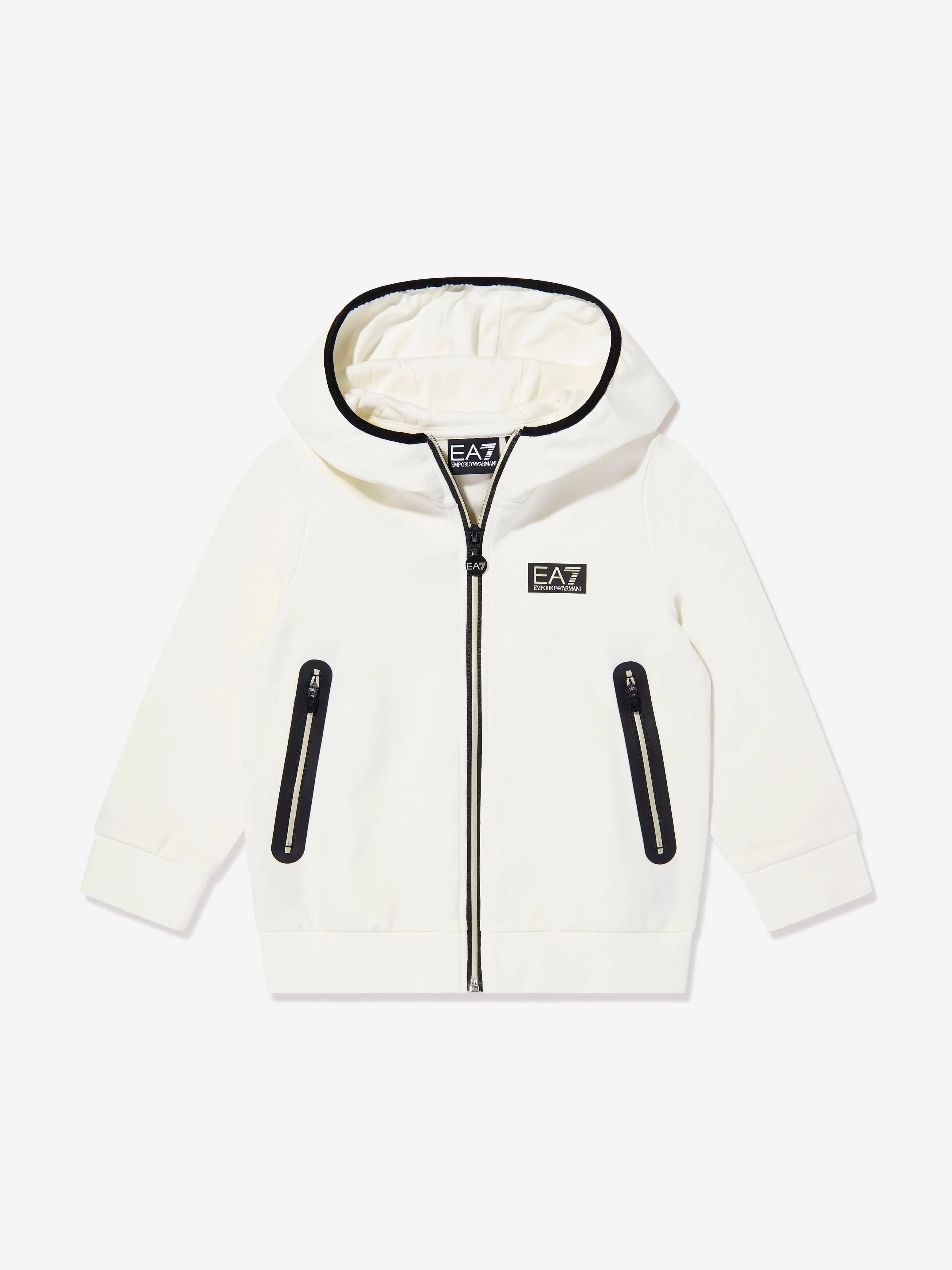 Boys Logo Zip Up Top in White