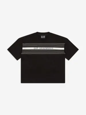 Boys Striped Logo T-Shirt in Black