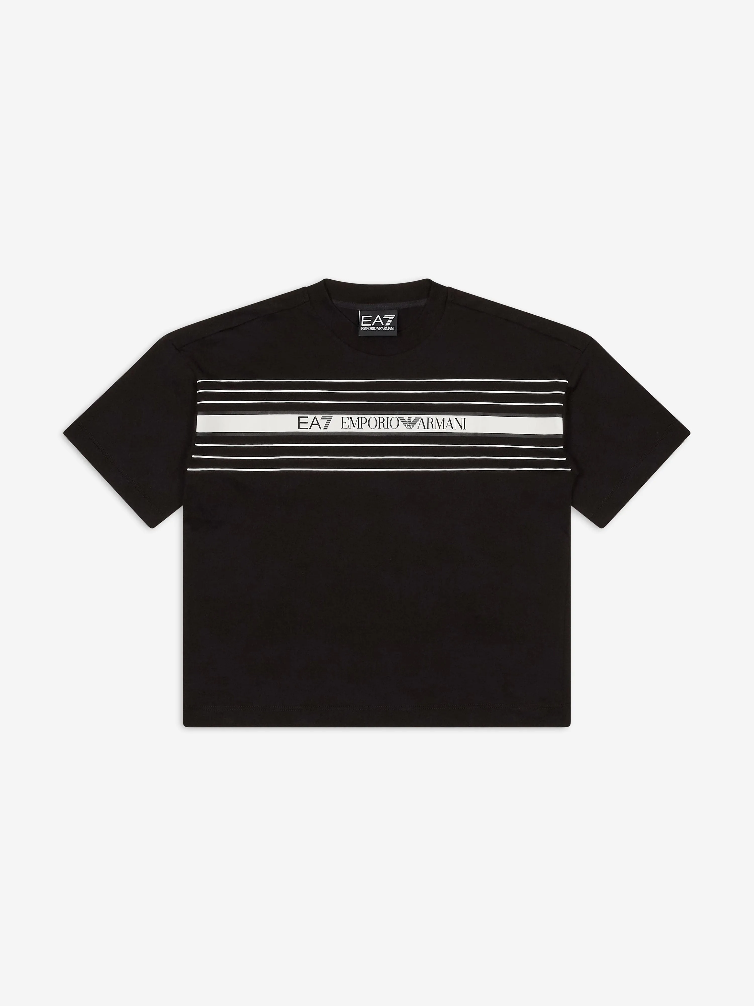 Boys Striped Logo T-Shirt in Black