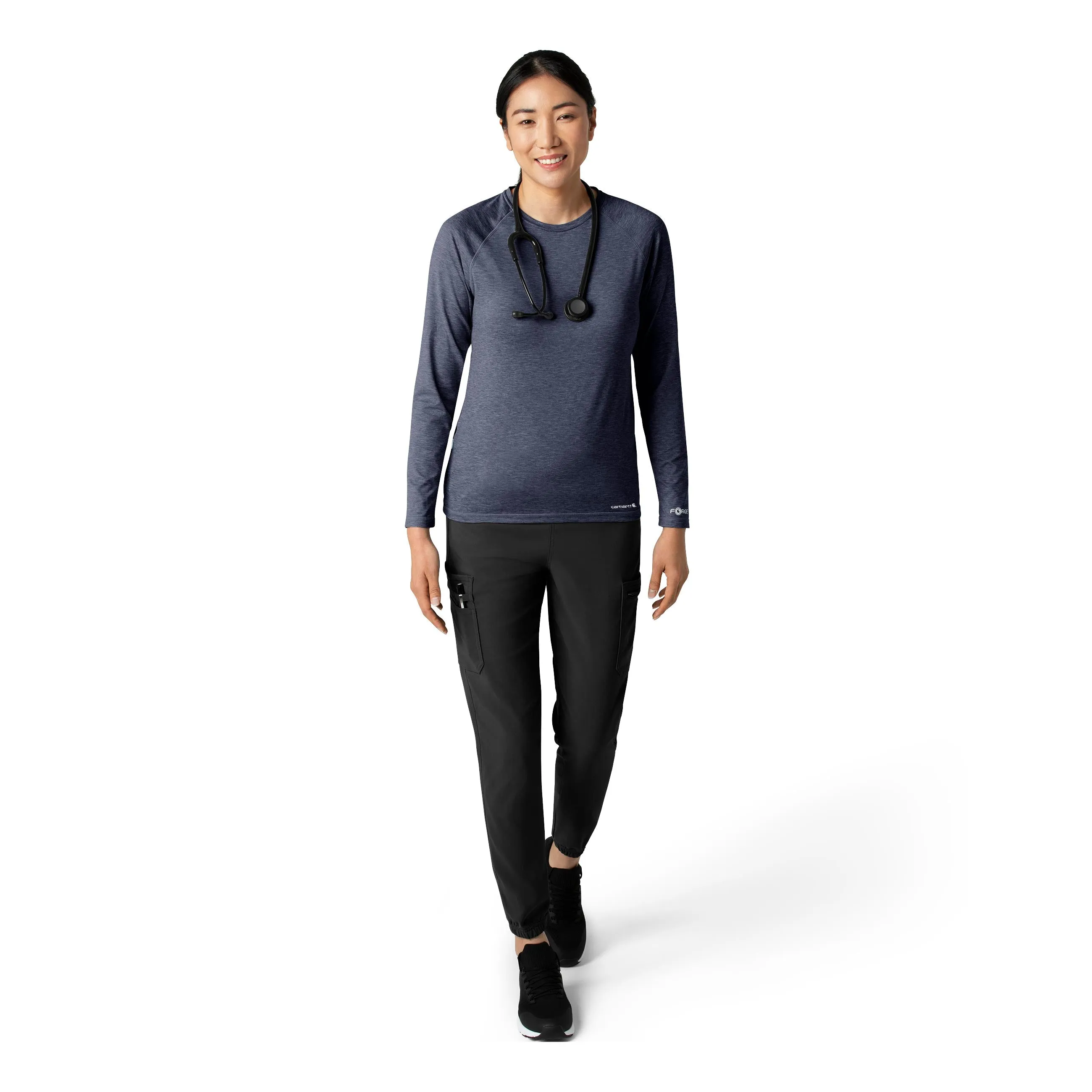 Carhartt Force Sub-Scrubs Women's Performance Long Sleeve Tee - Navy Heather