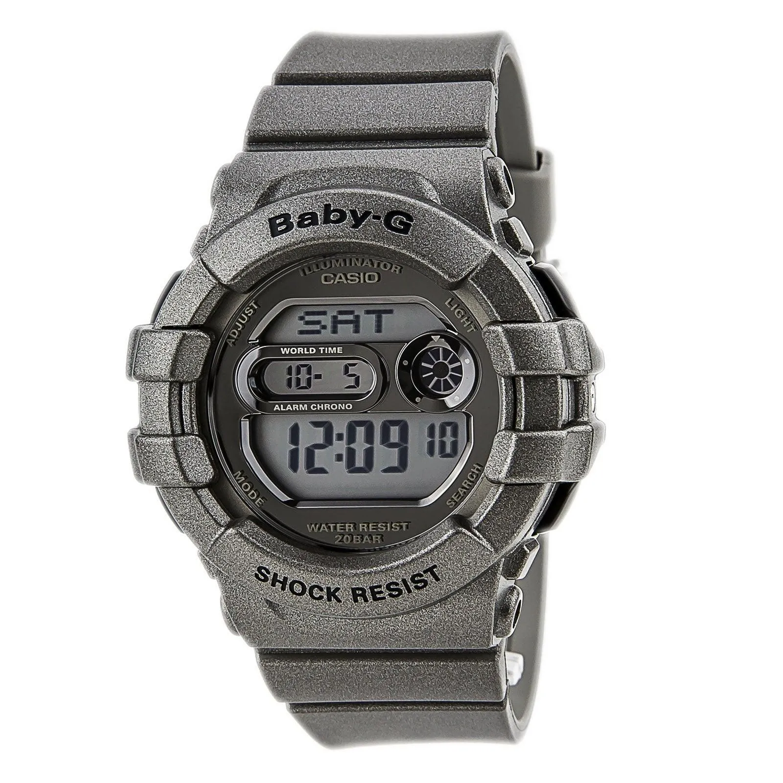 Casio Women's Baby-G Grey LCD Dial Grey Resin Strap World Time Dive Watch | BGD141-8