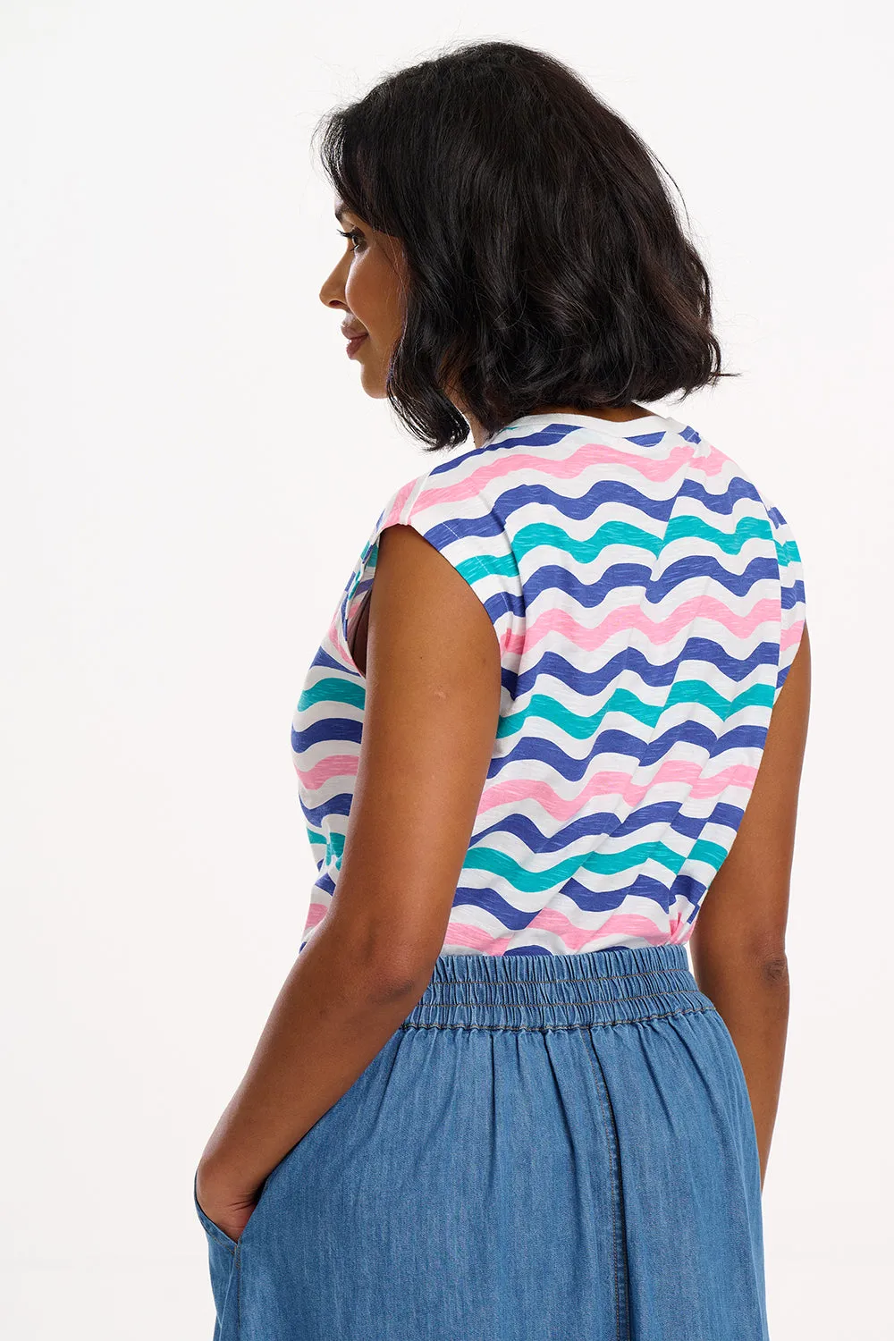 Chrissy Relaxed Tank T-Shirt - Multi. Soft Beach Waves