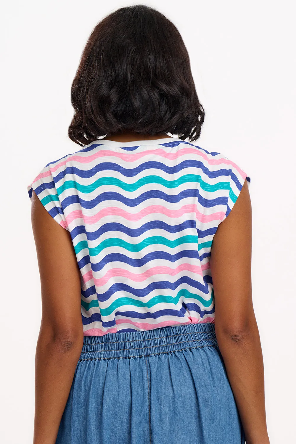 Chrissy Relaxed Tank T-Shirt - Multi. Soft Beach Waves