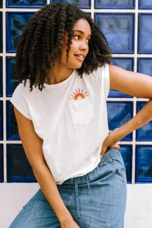 Chrissy Relaxed Tank T-Shirt - Off-White. Sunshine In My Pocket