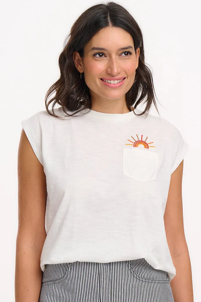 Chrissy Relaxed Tank T-Shirt - Off-White. Sunshine In My Pocket