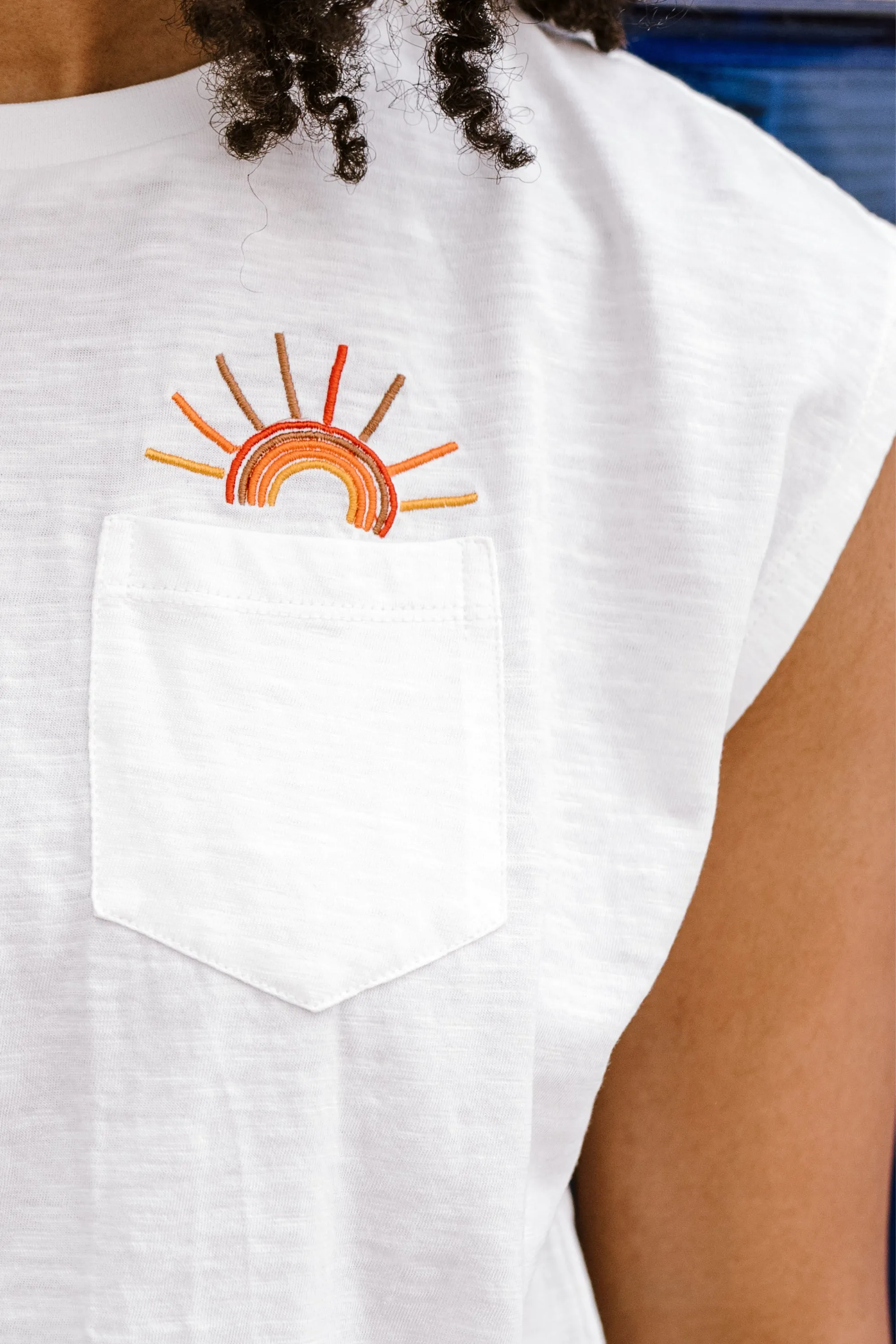 Chrissy Relaxed Tank T-Shirt - Off-White. Sunshine In My Pocket
