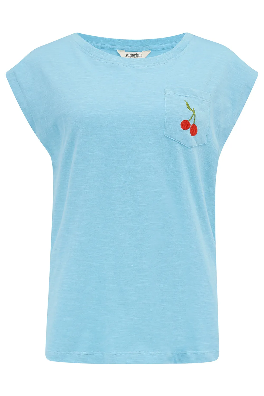 Chrissy T-Shirt - Blue. Cherry Pocket