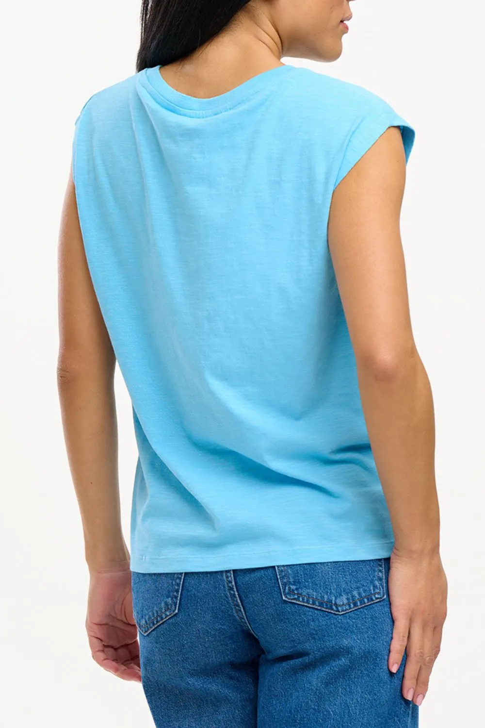 Chrissy T-Shirt - Blue. Cherry Pocket