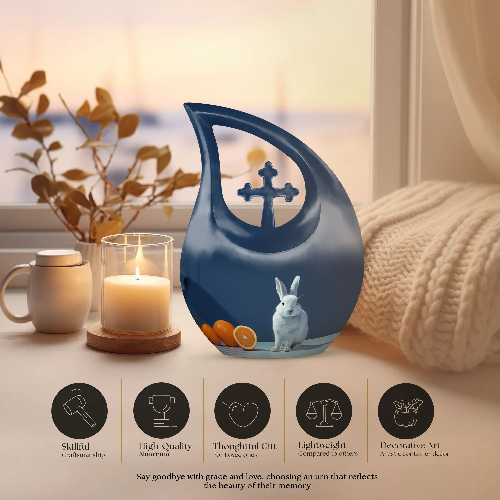 Citrus White Bunny Urn: Small Containers For Cremated Ashes