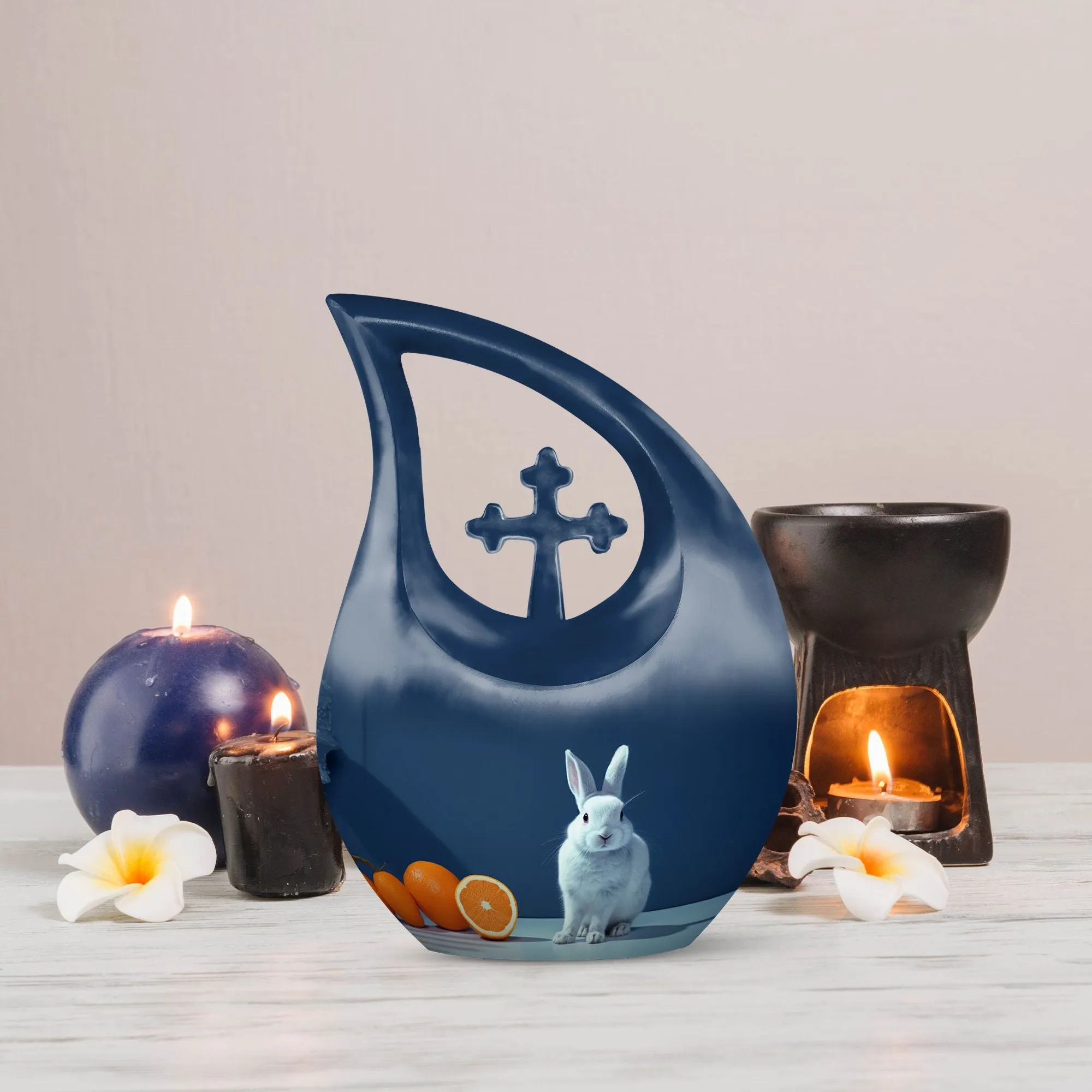 Citrus White Bunny Urn: Small Containers For Cremated Ashes