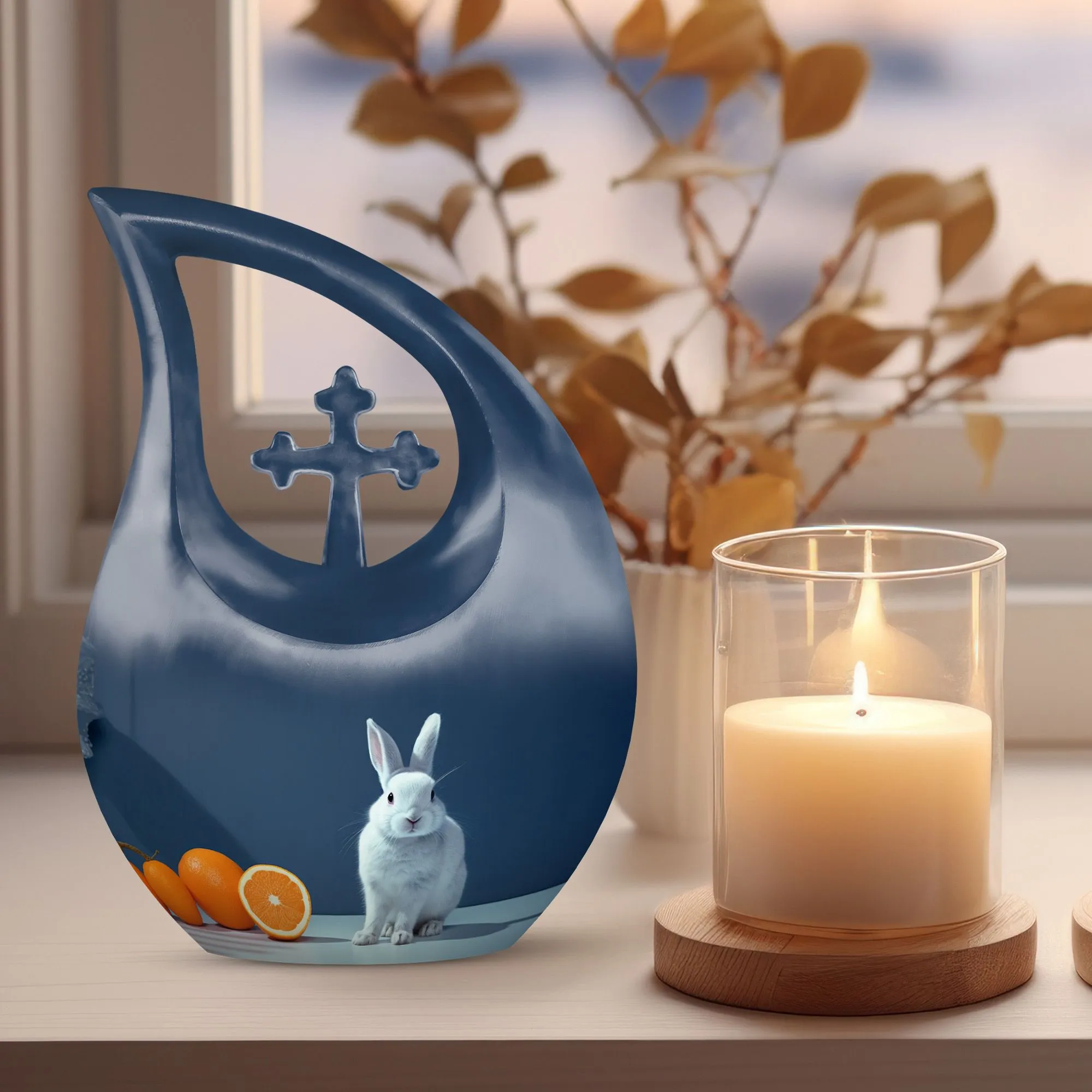 Citrus White Bunny Urn: Small Containers For Cremated Ashes