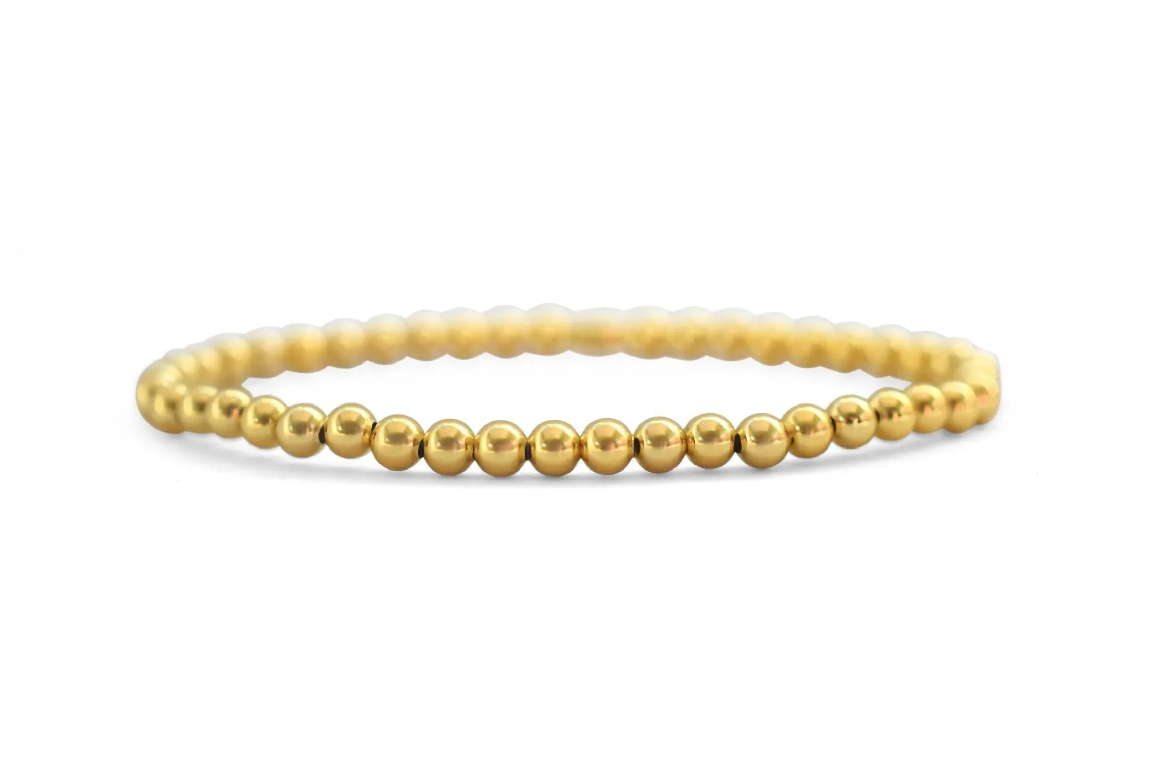 Classy & Comfortable Beaded Stretch Bracelets - 4Mm Round In Gold