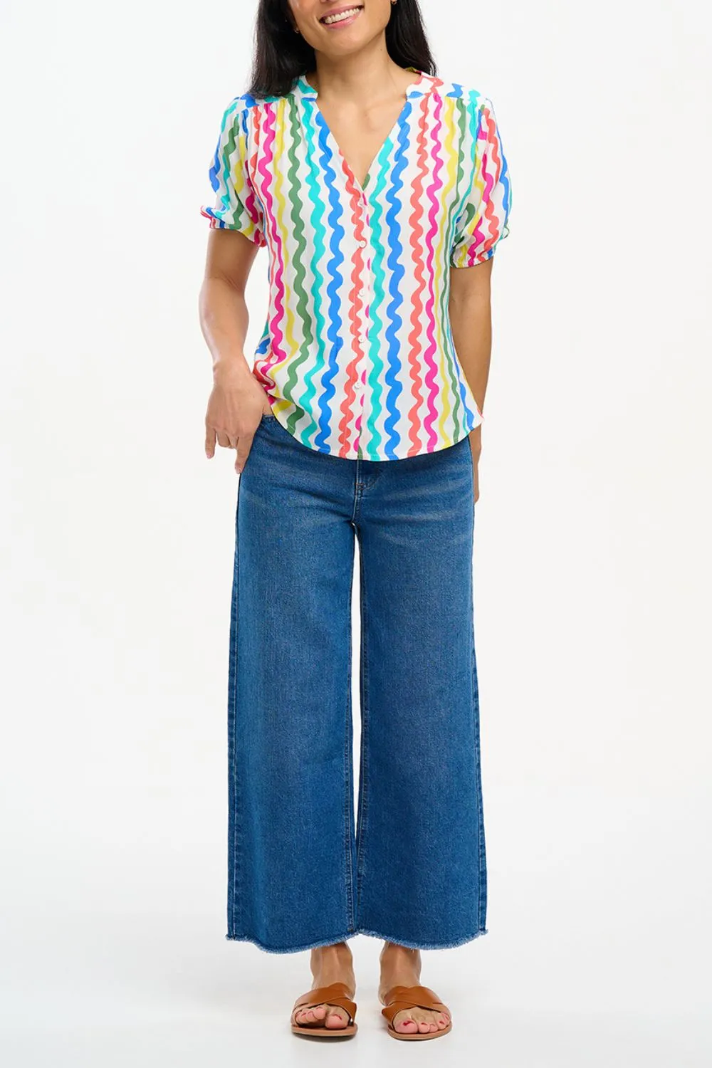 Connie Blouse - Multi. Squiggly Lines