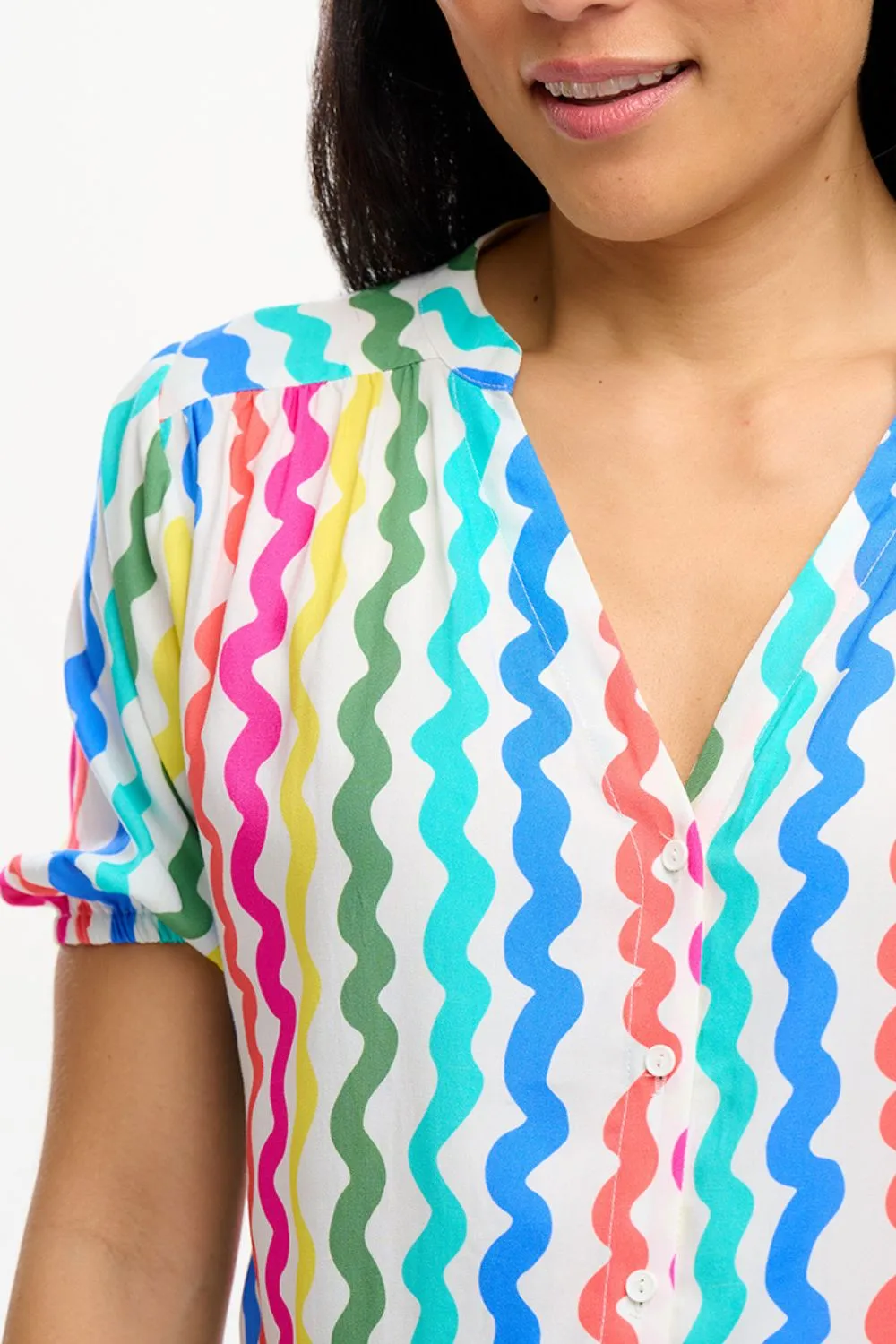 Connie Blouse - Multi. Squiggly Lines