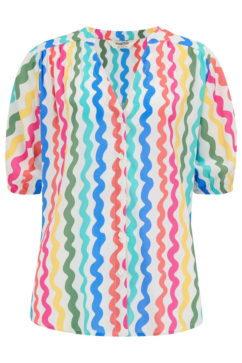 Connie Blouse - Multi. Squiggly Lines