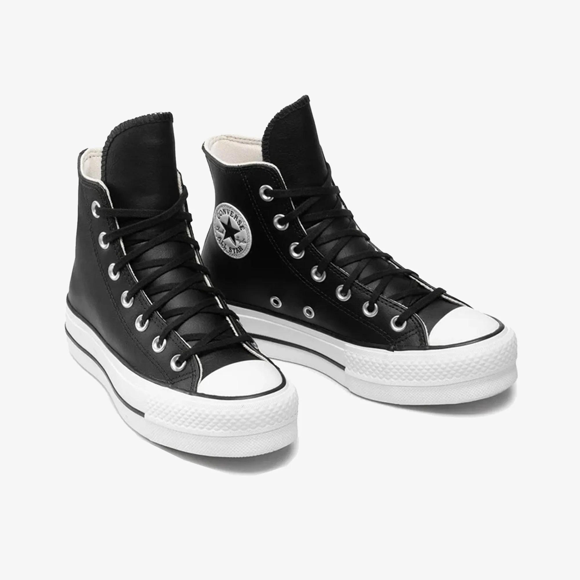 Converse | CHUCK TAYLOR ALL STAR LEATHER PLATFORM HI { BLACK/WHITE