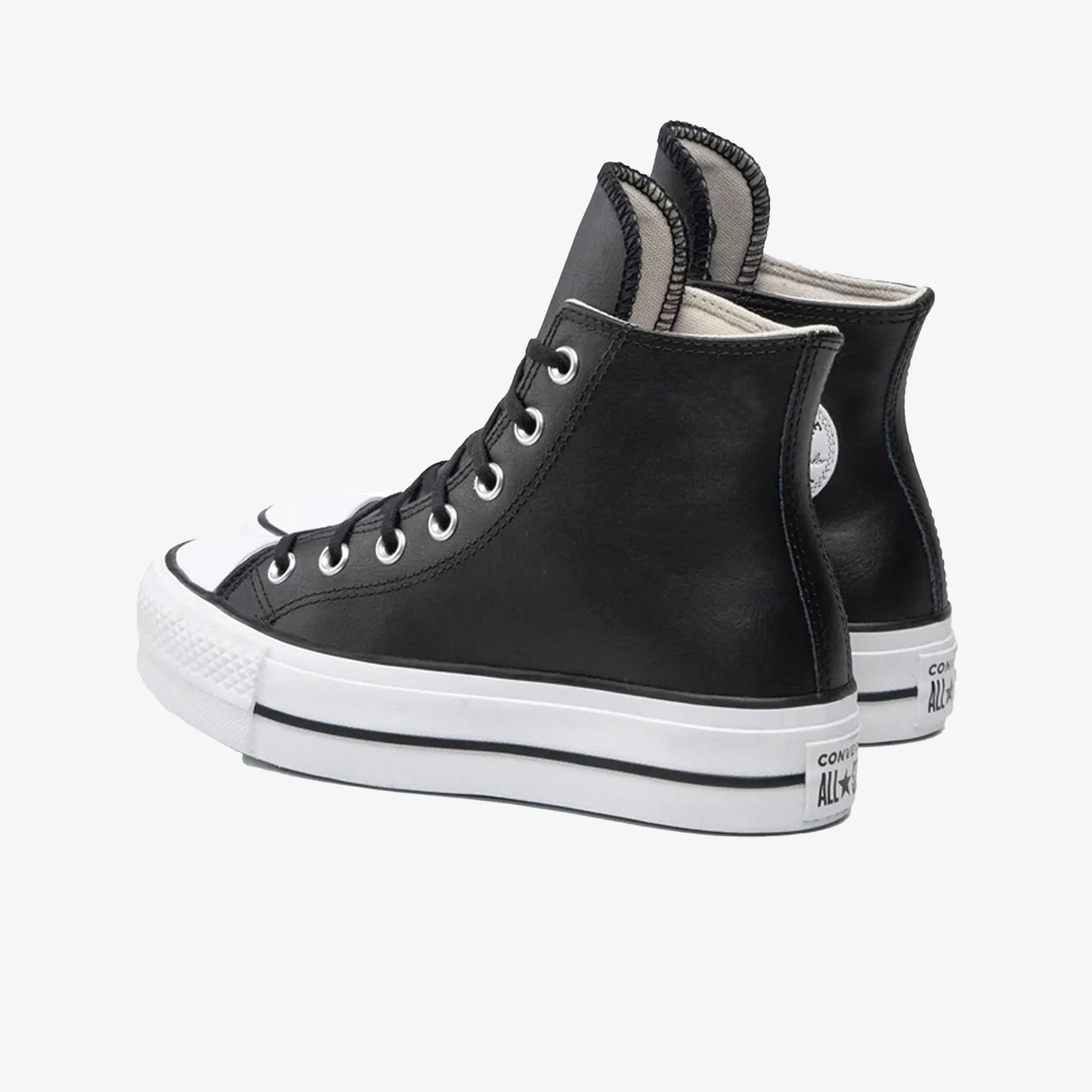 Converse | CHUCK TAYLOR ALL STAR LEATHER PLATFORM HI { BLACK/WHITE