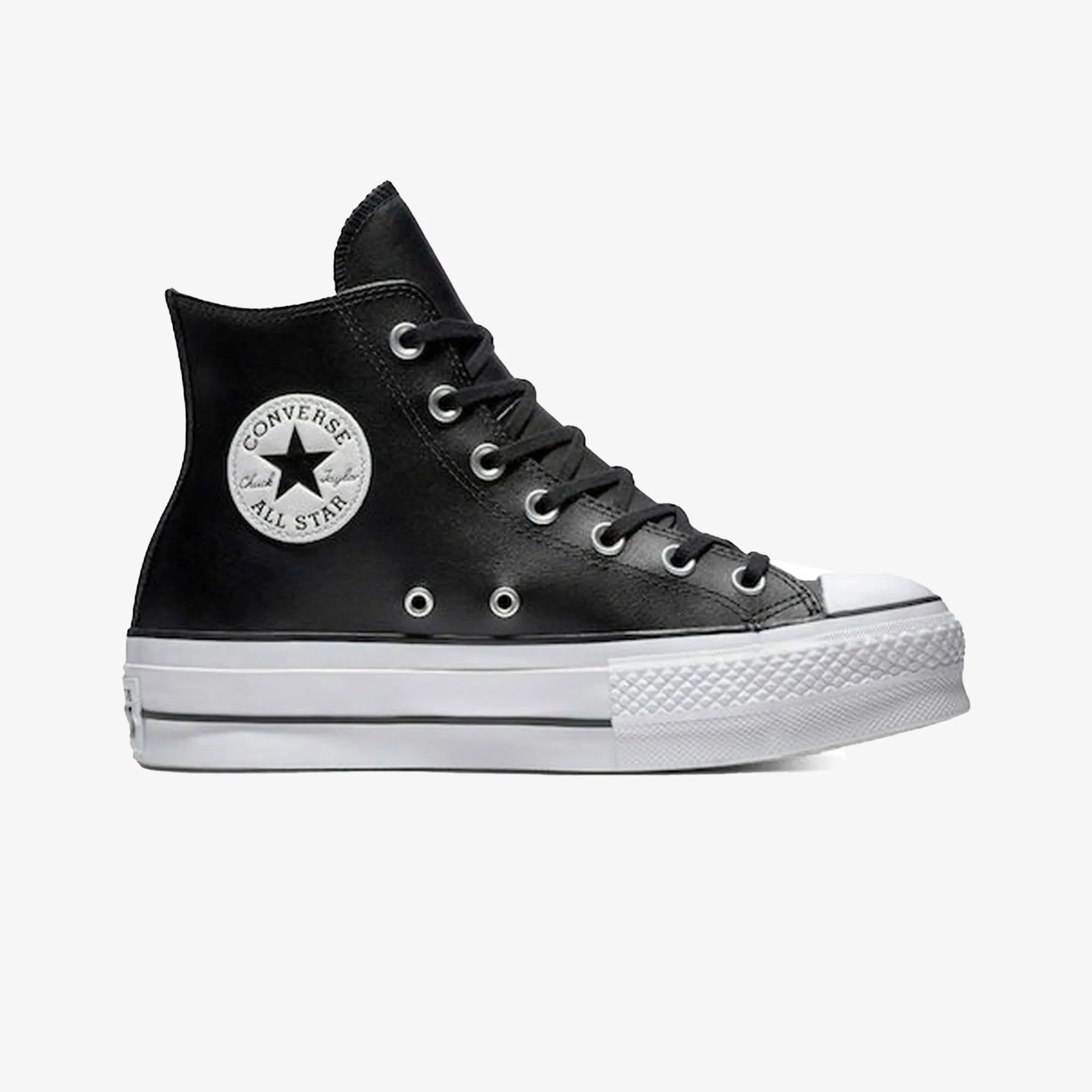 Converse | CHUCK TAYLOR ALL STAR LEATHER PLATFORM HI { BLACK/WHITE