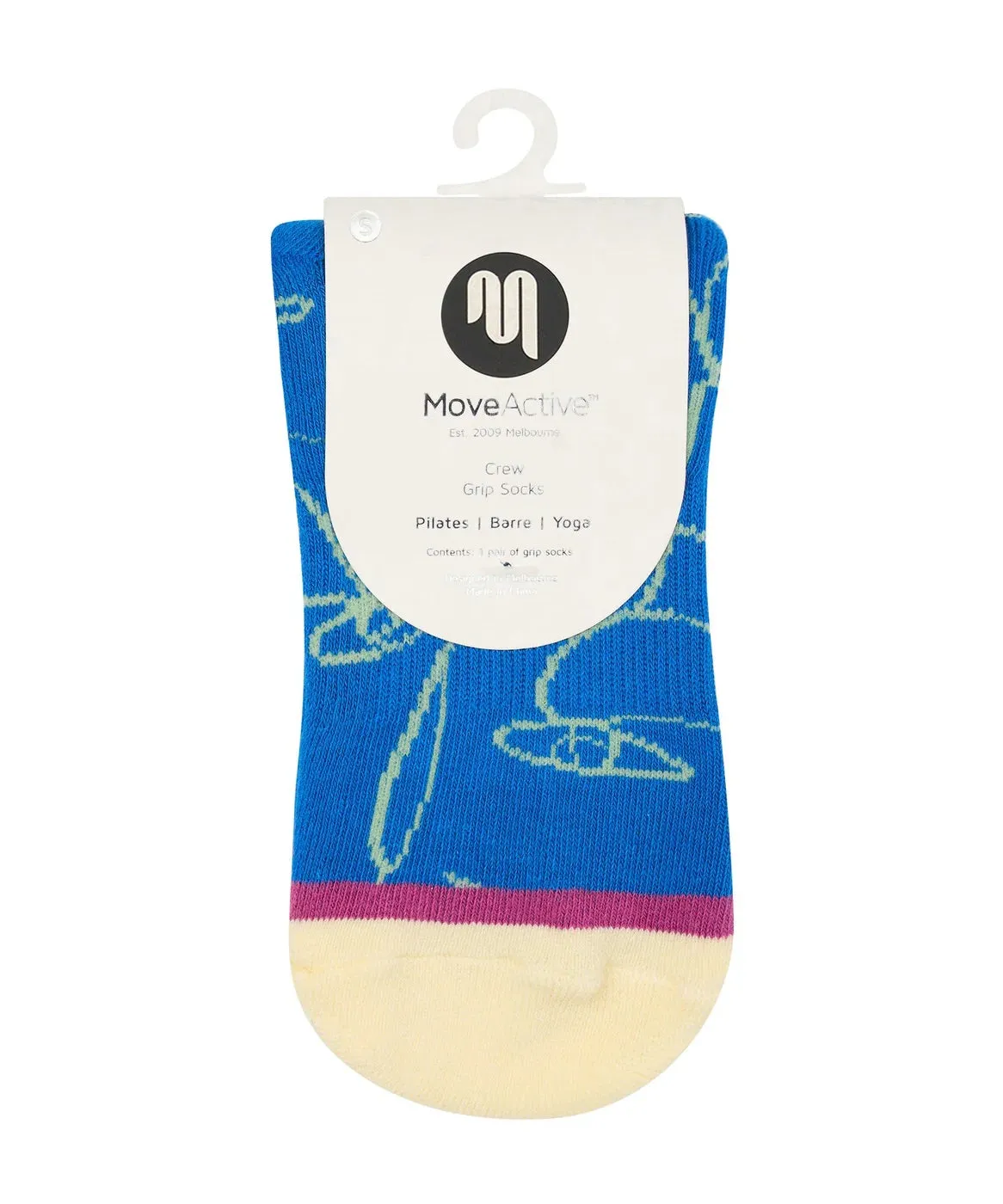 Crew Grip Socks - Azure Abstract (Barre / Pilates)