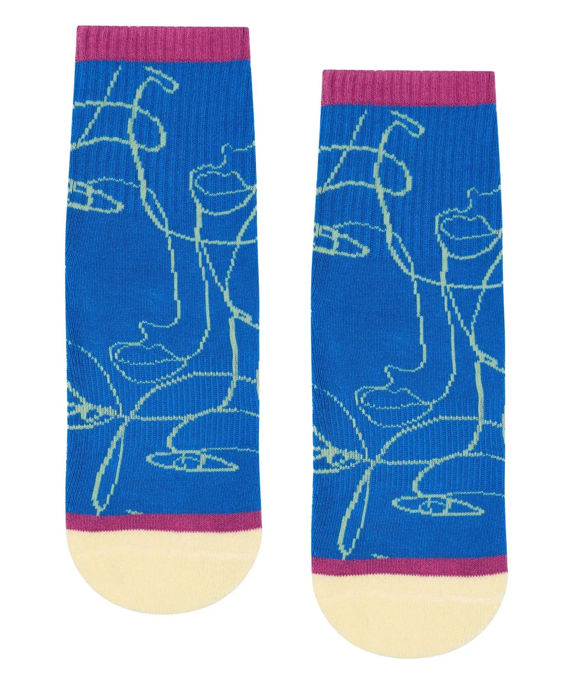 Crew Grip Socks - Azure Abstract (Barre / Pilates)