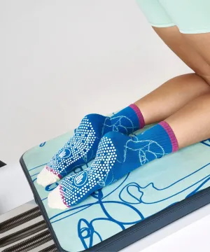 Crew Grip Socks - Azure Abstract (Barre / Pilates)