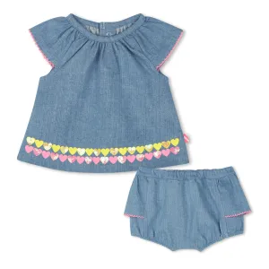 Denim Blue Heartprint Tunic Set