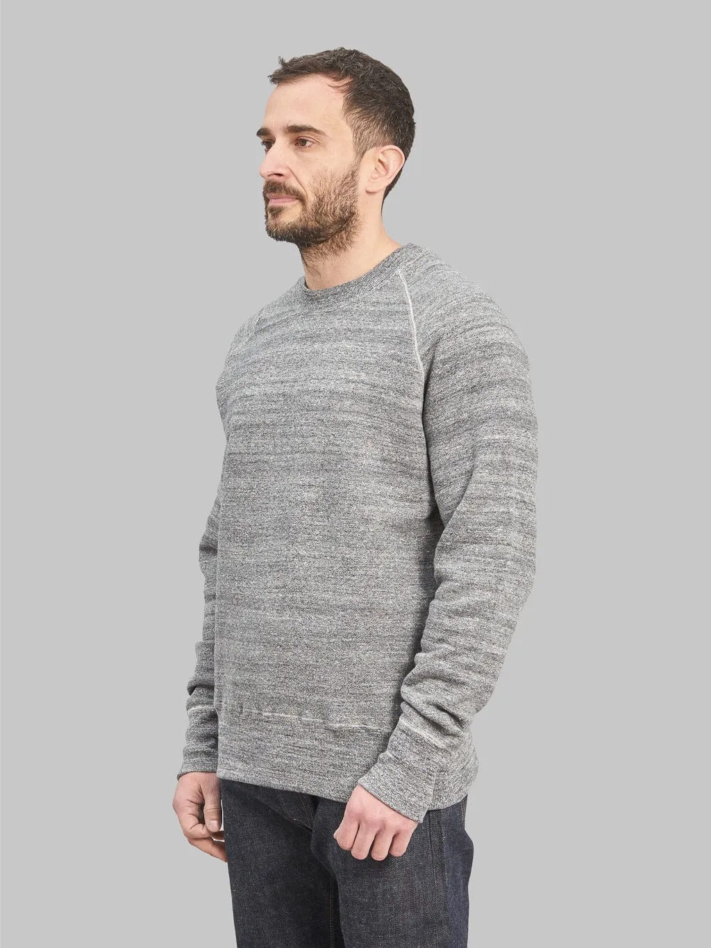 Denime By Warehouse & Co. Lot. 261 4-Needle Raglan Sweatshirt Dark Heather Grey