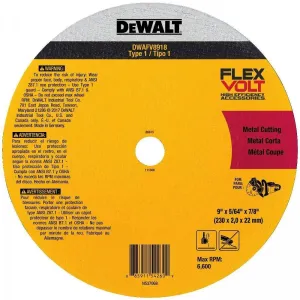 DEWALT DWAFV8918-FLEXVOLT 9 In x .045 in Ceramic Abrasive Chop / Cut-Off Blade with 7/8 in Arbor For Stainless & Mild Steel Cutting (1 Pack)