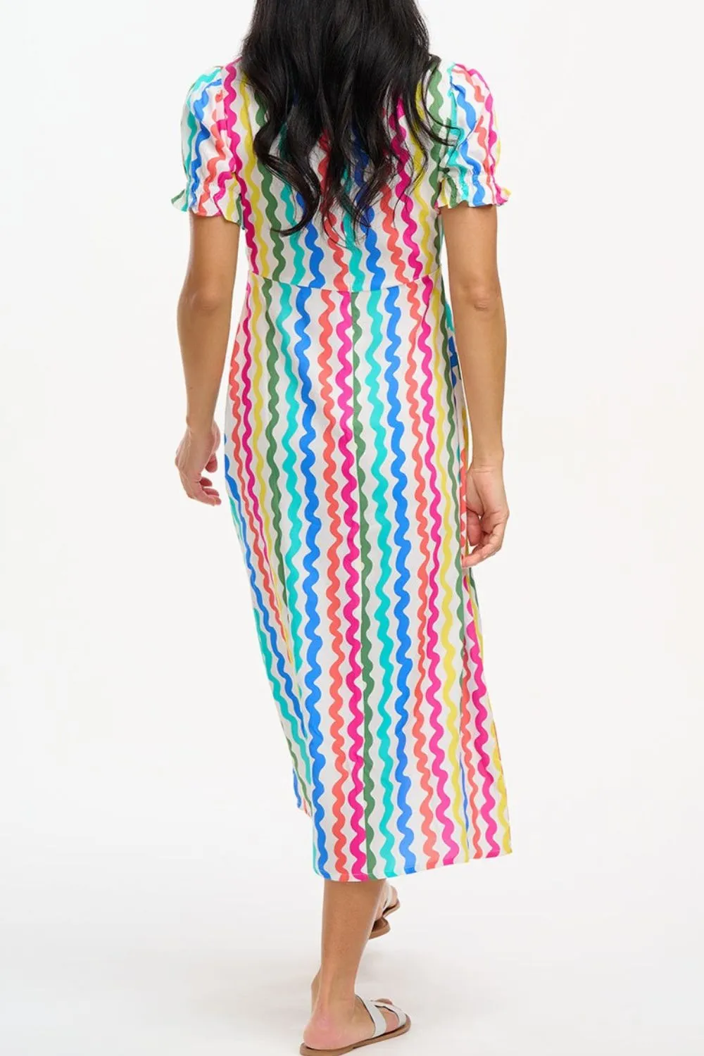 Dilly Midi Tea Dress - Multi. Squiggly Lines