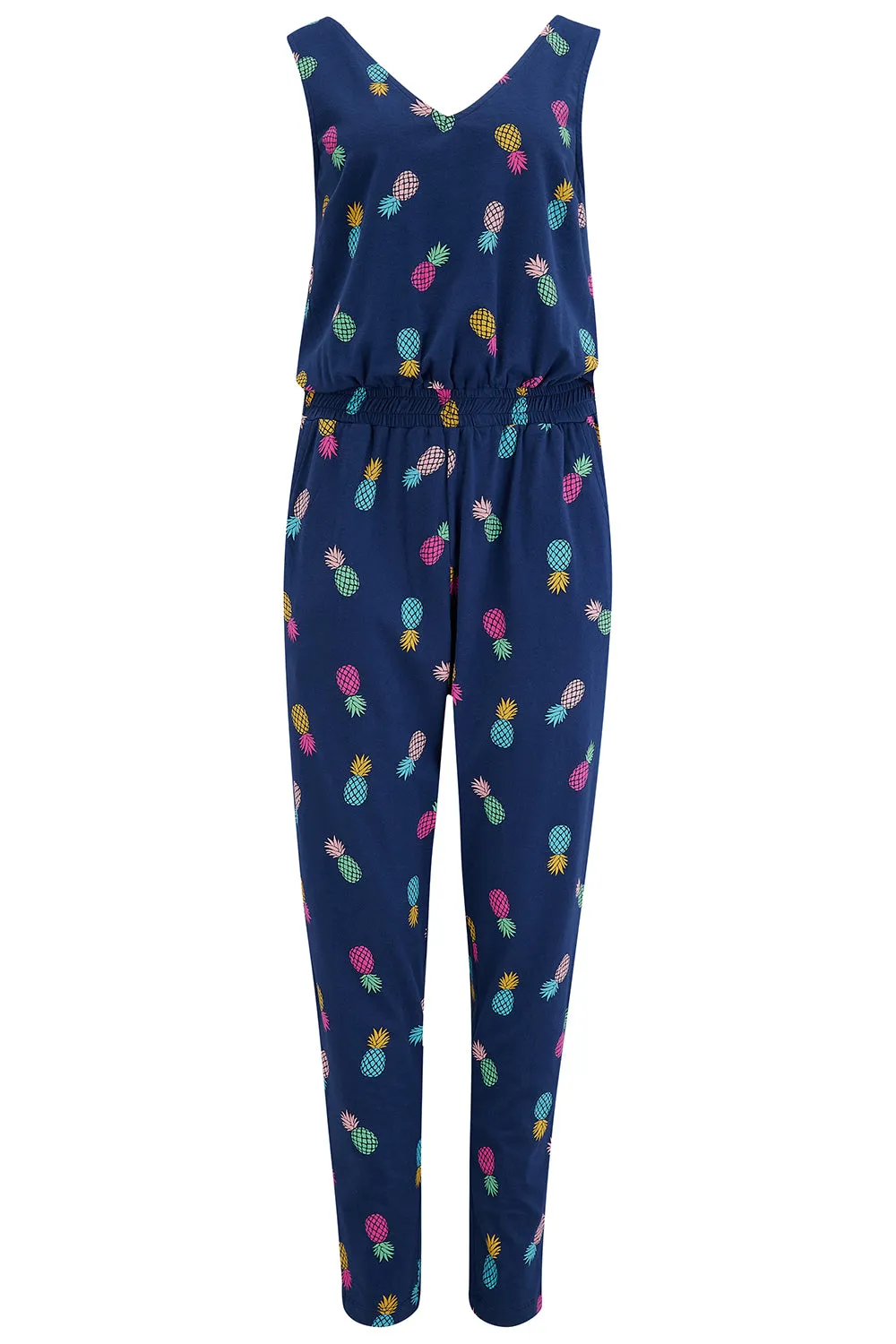 Dina Jersey Jumpsuit - Navy. Rainbow Pineapples