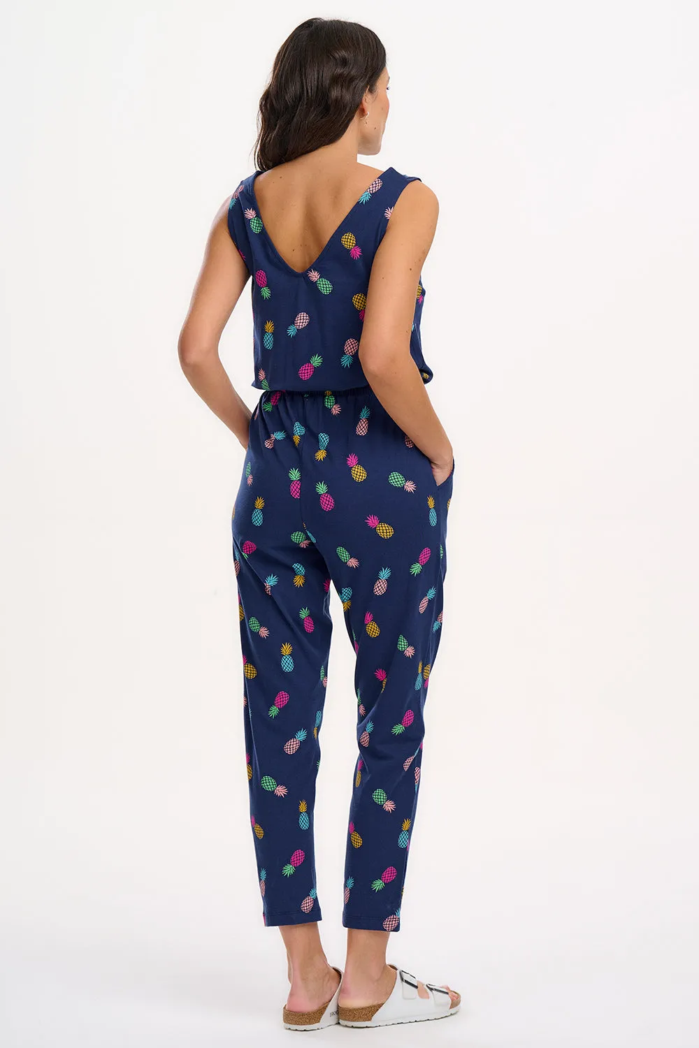 Dina Jersey Jumpsuit - Navy. Rainbow Pineapples