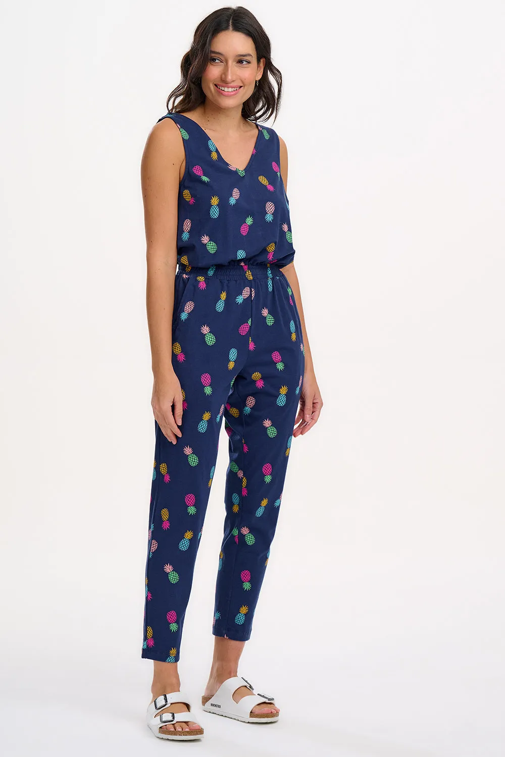 Dina Jersey Jumpsuit - Navy. Rainbow Pineapples