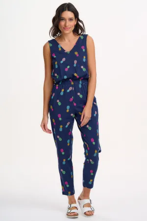 Dina Jersey Jumpsuit - Navy. Rainbow Pineapples