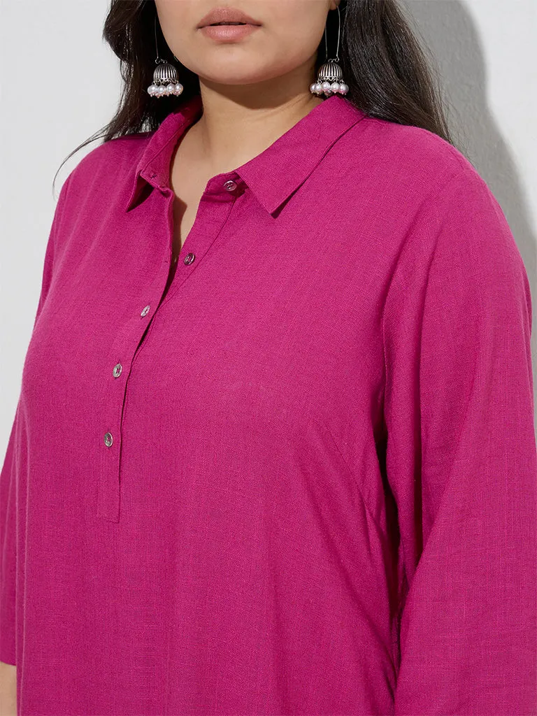 Diza Magenta Solid A-Line Kurta