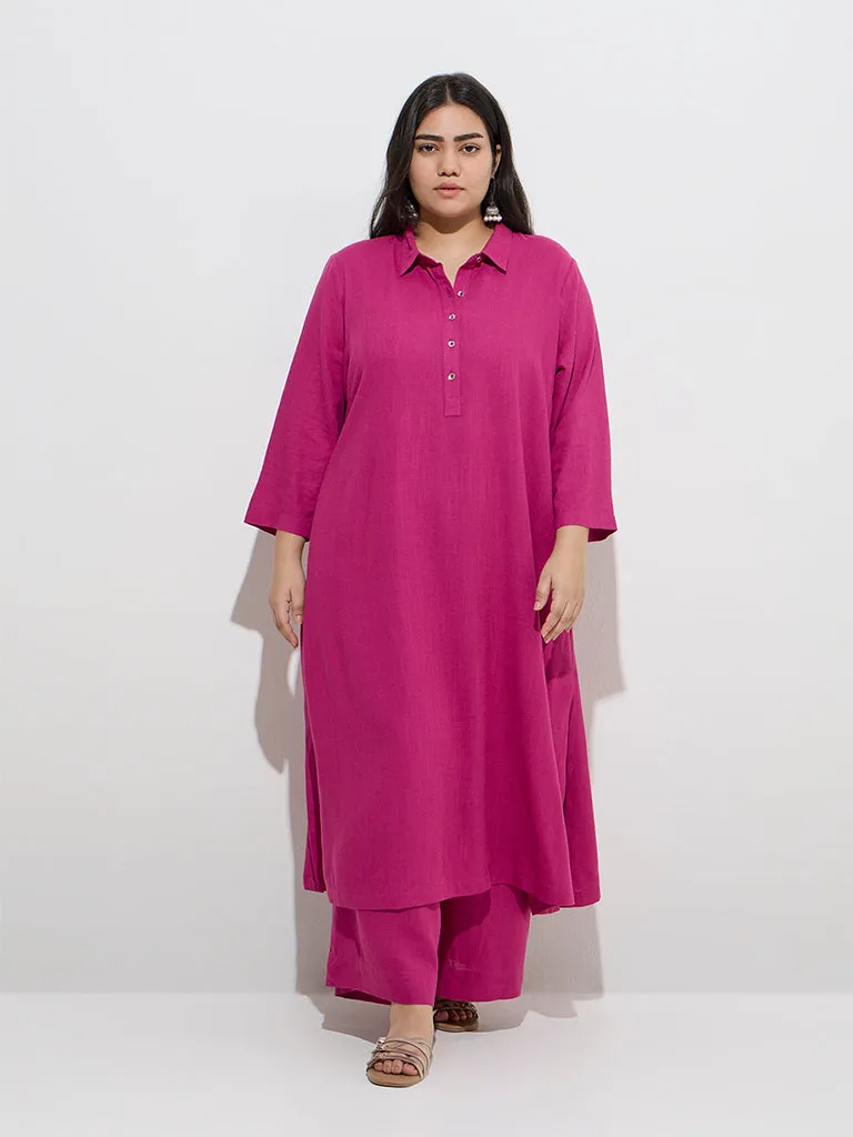 Diza Magenta Solid A-Line Kurta