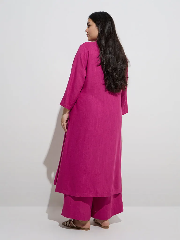 Diza Magenta Solid A-Line Kurta