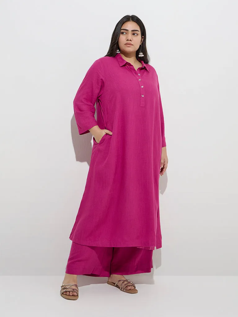 Diza Magenta Solid A-Line Kurta