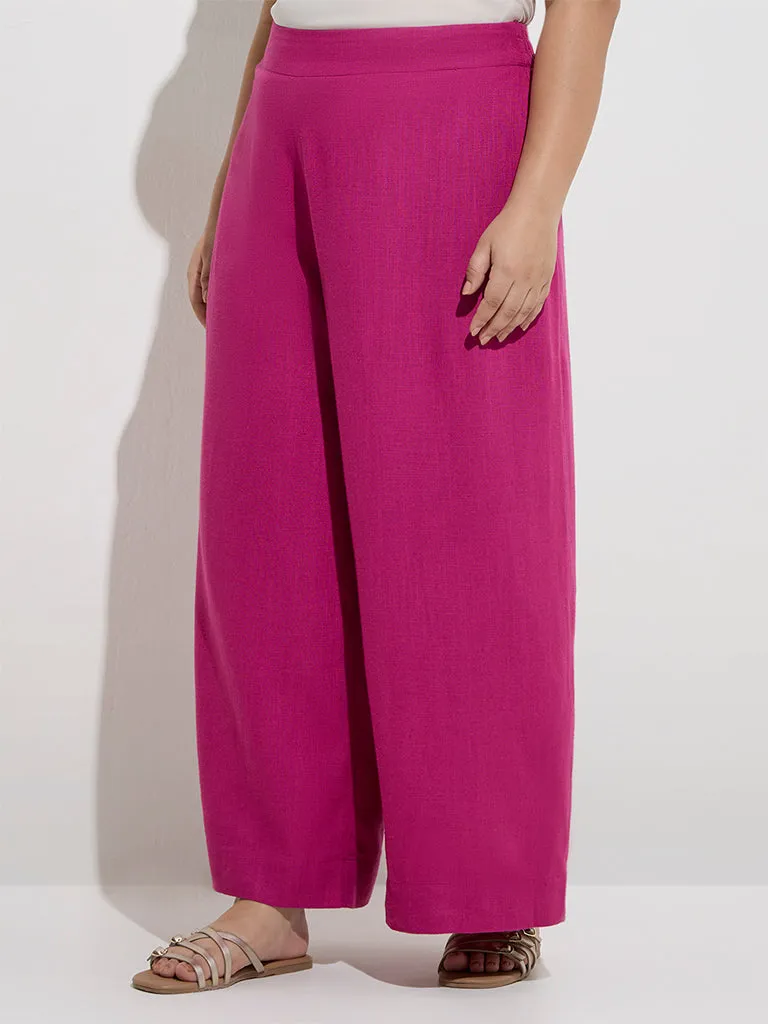 Diza Magenta Solid Palazzos