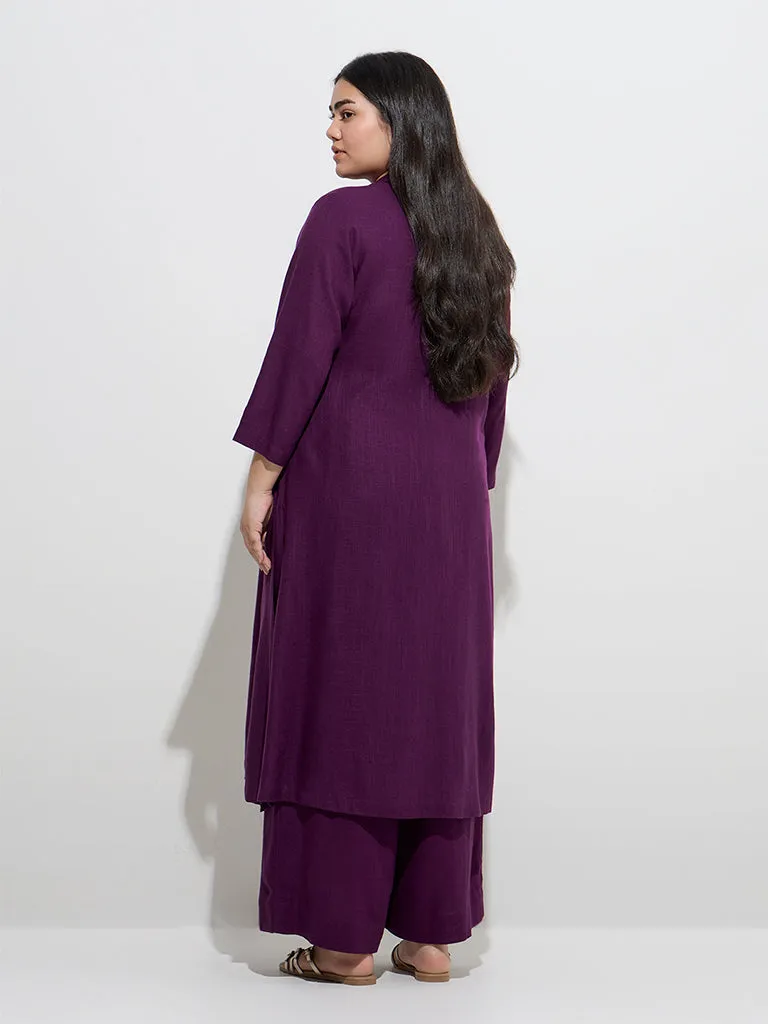 Diza Purple Printed A-Line Kurta