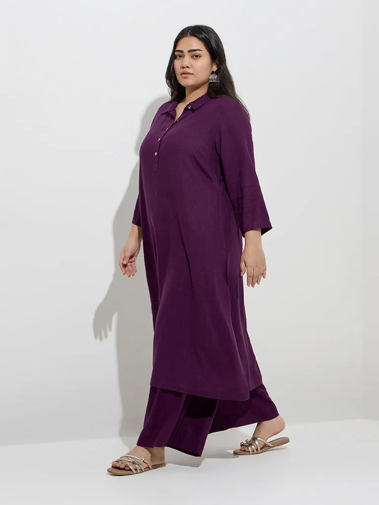 Diza Purple Printed A-Line Kurta